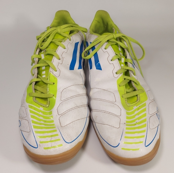 Adidas F50 White Blue Green Mens Indoor Soccer Shoes, Size 12 - Picture 2 of 8